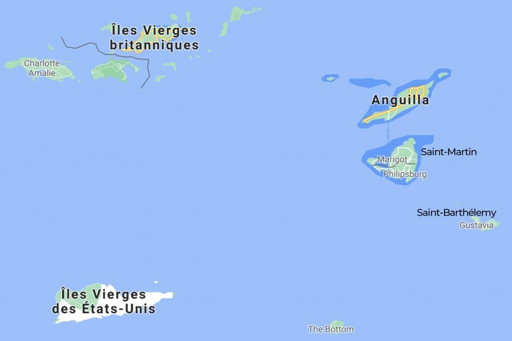 Carte de St-Martin et des Antilles
